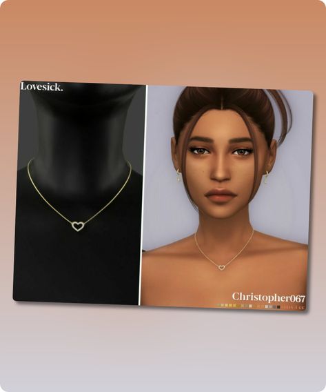 Sims 4 Accessory CC: Lovesick Necklace By Christopher067 Maxis Match Sims 4 Cc Necklace, Sims 4 Cc Heart Necklace, Sims 4 Heart Necklace, Sims 4 Cc Jewelry Necklaces, Sims 4 Cc Accessories Necklaces, Sims 4 Jewelry Cc Maxis Match, Sims Necklace, Jewelry Sims 4 Cc, Necklace Sims 4 Cc