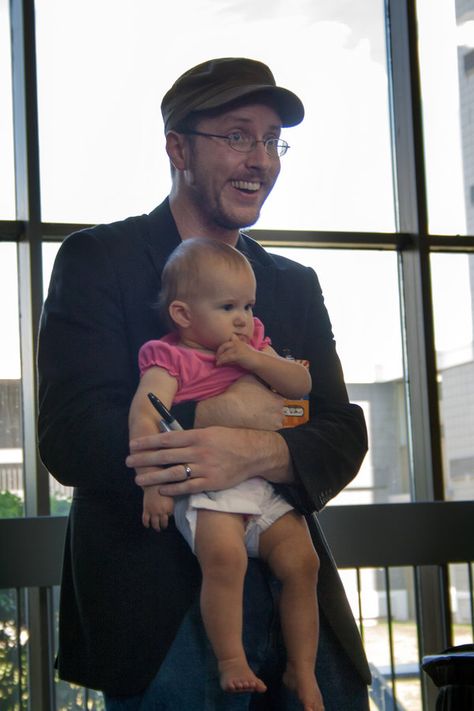 He's a celebrity to me: Doug Walker, aka The Nostalgia Critic, holds a baby. Awww. Nostalgia Critic, Fame Game, Holding Baby, Favorite Actors, A Celebrity, Book Ideas, Favorite Celebrities, Tesla, Famous People