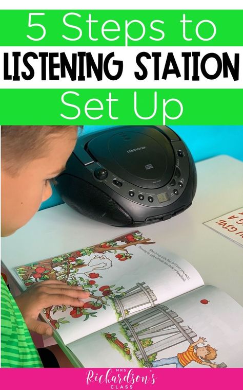 Kindergarten Listening Center, Centers First Grade, Listening Station, Listening Center, Listen To Reading, Reading Task Cards, Literacy Centers Kindergarten, Balanced Literacy, School Starts