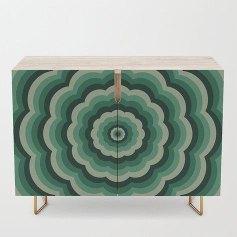 crezenda, cupboard, unit, furniture, green, sage green, emerald green, retro, waves, groovy, funky pattern, serene, sabina-emz Retro Wave, Record Table, Green Retro, Retro Waves, Table Bar, Bar Cart, Credenza, Tv Stand, Sage Green