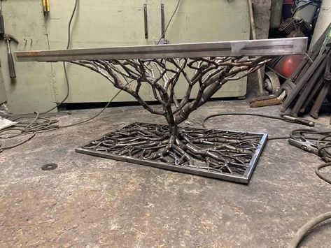 Welding Furniture Projects, Desk Steel, Steampunk Interior, Custom Table Legs, Welding Table Diy, Iron Furniture Design, Bronze Furniture, Steel Furniture Design, Wood Chair Design