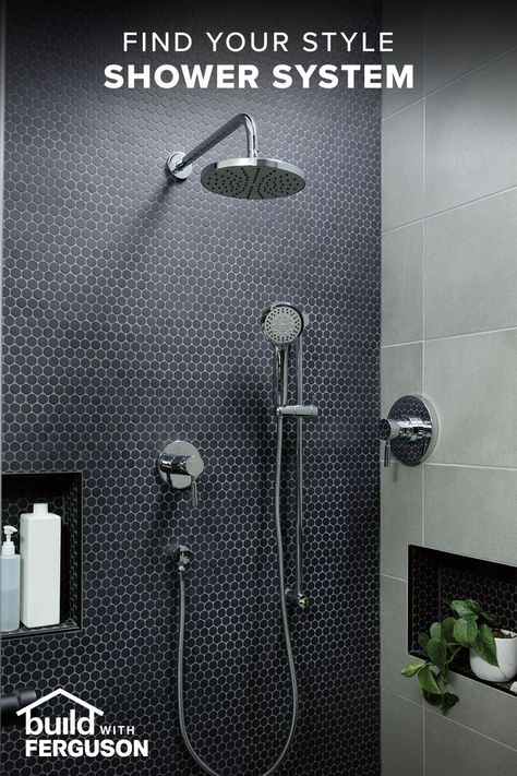 Modern Shower Tile, Modern Bathroom Remodel, Bathroom Shower Design, Bathroom Redesign, Master Bath Remodel, Bathroom Remodel Shower, Bathroom Remodel Designs, Modern Shower, Shower Remodel