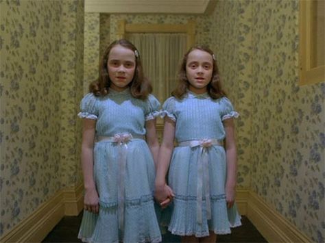 scary The Shining, Hallway, Twins, Mirror, Dresses, Blue