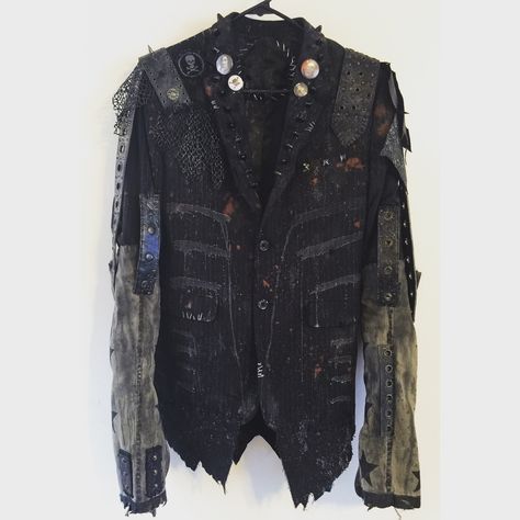 Distressed custom rocker suit jackets from Chad Cherry Clothing. Punk Suit Jacket, Loki Redesign, Cherry Clothing, Punk Suit, Sick Person, Jacket Diy, Punk Jacket, Gothic Ideas, Crust Punk