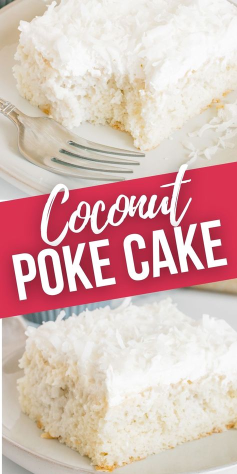 Coconut Cream Poke Cake, Coconut Poke Cake, Cream Poke Cake, Coconut Poke Cakes, Cream Pie Filling, Coconut Cream Cake, Coconut Cake Recipe, Coconut Desserts, Poke Cake Recipes