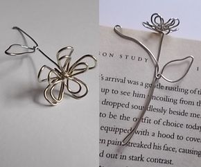 Sculptures Sur Fil, Wire Bookmarks, Art Fil, Copper Wire Art, Wire Diy, Bijoux Fil Aluminium, Art Wire, Flower Bookmark, Wire Flowers