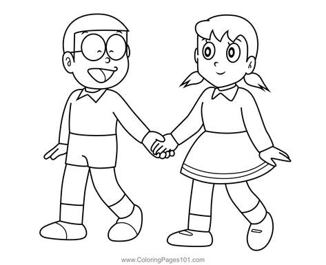 Nobita and Shizuka Doraemon Coloring Page Nobita And Shizuka Sketch, Doremon Cartoon Drawings, Nobita Shizuka Drawing, Drawing For Lkg, Nobita And Shizuka Drawing, Doraemon And Nobita Drawing, Doremon Drawing Cute, Doraemon Printable, Doraemon Drawings