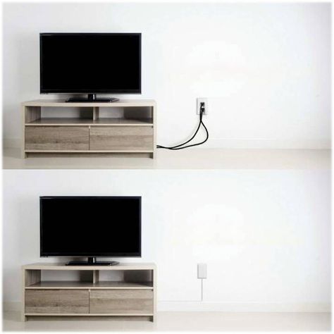 Sleek Socket - 8' 3-Outlet Extension Power Cord - White Hiding Tv Cords On Wall, Sleek Socket, Hide Electrical Cords, Hide Tv Cords, Deco Tv, Wall Outlet Covers, Raised Ranch, Hiding Ugly, Electrical Outlet Covers