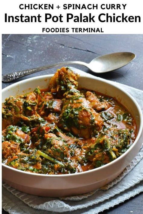 Do not miss this Easy Instant Pot Indian Chicken curry made with spinach and few mild spices. Popularly known as Palak Chicken, this pressure cooker chicken curry certainly is the easiest & the BEST. For such easy Instant Pot recipes visit my blog @foodiesterminal.com #instantpotchicken #instantpotchickencurry #palakchicken #restaurantstylechickencurry #chickenpalak #chickenandspinachcurry #indianchickenrecipe #dinnerideas #easy #spinach #chicken #curry #foodiesterminal Chicken Stove Top, Chicken Spinach Curry, Palak Chicken, Chicken Instant Pot, Chicken Restaurant, Spinach Chicken, Indian Chicken Recipes, Spinach Curry, Pressure Cooker Chicken