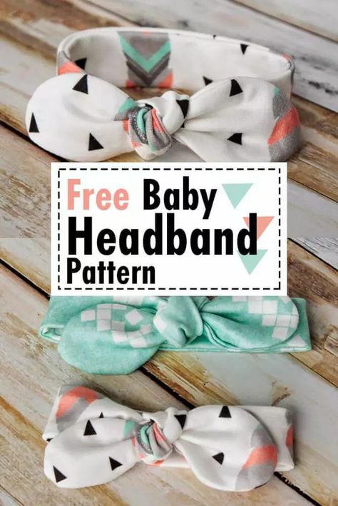 Easy DIY baby headband pattern free sewing - Knot Bow Headband Pattern and Tutorial - Coral + Co. Baby Headband Pattern, Diy Baby Headbands, Baby Turban, Beginner Sewing Projects Easy, Baby Sewing Patterns, Leftover Fabric, Baby Diy, Diy Headband, Headband Pattern