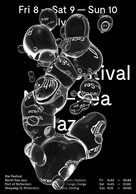 North Sea Jazz Conceptual festival poster on Behance Liquid Art Design, 3d Design Art, Typo Poster, 3d Poster, Graphisches Design, 타이포그래피 포��스터 디자인, Content Design, Sea Design, Plakat Design