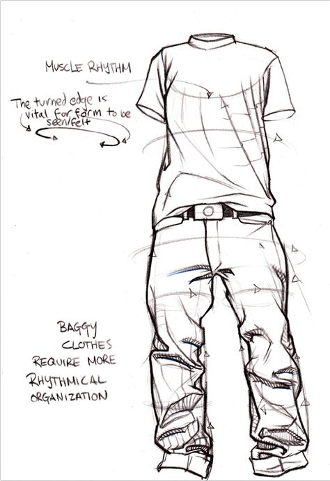 How To Draw Mens Clothes, Pant Creases Reference, Men Clothing Sketches, Guy Clothes Reference, Baggy Pants Drawing Reference Male, Guy Back View Drawing, Male Body Poses Drawing Reference With Clothes, Full Body Guy Drawing, Man Anatomy Drawing Tutorial