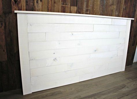 Diy White Headboard, Headboard With Sconces, Beadboard Headboard, Bedroom Furniture Diy, Bedroom Shiplap, Headboards Ideas, Shiplap Headboard, Arc Lamps, Farmhouse Headboard