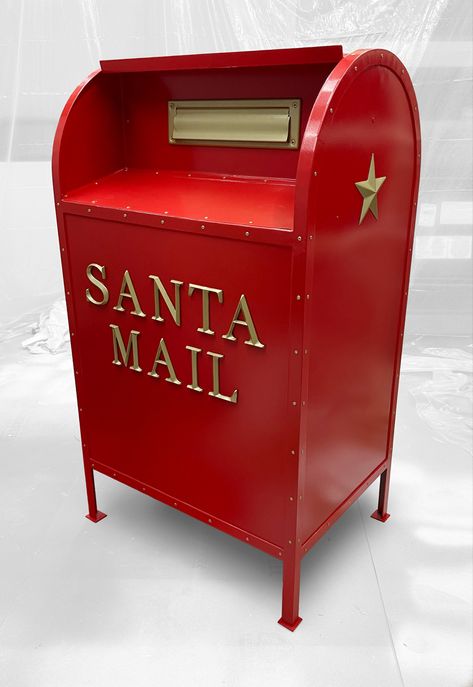 DIY full size metal mailbox. YouTube video coming soon! Santa Mail Box Ideas Diy, Diy Santa Mailbox Outdoor, Santa’s Mailbox Diy, North Pole Mailbox Ideas, Diy Santa Mailbox Ideas, Santa Mailbox Ideas, Letters To Santa Mailbox Diy, Santa Mailbox Diy, Santa Claus Mail