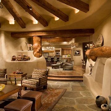 75 Beautiful Southwestern Living Room Pictures & Ideas - April, 2021 | Houzz Southwestern Living Room Ideas, Southwestern Interior Design, Southwest Living Room, Desert Living Room, Southwestern Interior, Southwestern Living Room, Southwest Living, Beach Theme Living Room, Living Room Decor Rustic