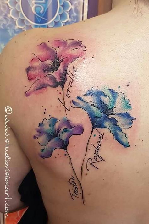 Love You Forever Tattoo Symbol, Watercolor Tattoo For Women, Watercolor Heart Tattoos, Small Inspirational Tattoos, Tattoos For Moms With Kids, Name Tattoos For Moms, Best Watercolor, Flower Wrist Tattoos, Tattoos With Kids Names