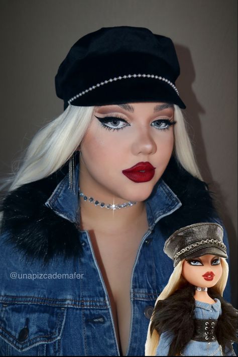 Bratz Doll Eye Makeup, Outfits Tipo Bratz, Make Up Bratz, Bratz Doll Makeup Look, Bratz Inspired Makeup, Bratz Makeup Look, Bratz Doll Costume, Bratz Costume, Bratz Doll Halloween Costume