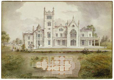 History - Lyndhurst French Chateau Floor Plans, Chateau Floor Plans, Lyndhurst Mansion, Tarrytown New York, Rear Elevation, Vintage Architecture, American Architecture, French Chateau, Facade House