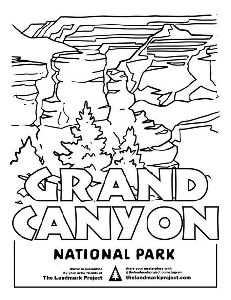 Grand Canyon Coloring Page, National Parks Coloring Pages, Geography Coloring Pages, Grand Canyon Activities, Travel Coloring Pages, Classroom English, Camping Coloring Pages, Arizona Trip, American Landmarks