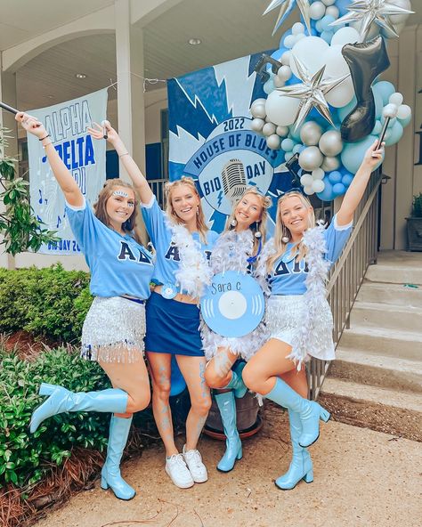 Adpi Spirit Week, Adpi Bid Day Themes, Adpi Bid Day, House Of Blues Bid Day, Event Fits, Sara C, Sorority Themes, Recruitment Ideas, Sorority Bid Day