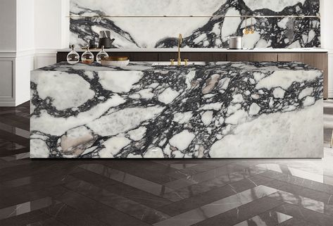 Calacatta Viola Porcelain﻿; New Innovation at Your Door Step Calacatta Viola Kitchen, Viola Kitchen, Tile Countertops Kitchen, Calacatta Viola, Marble Island, Tile Countertops, Door Steps, Black Kitchens, Home Reno