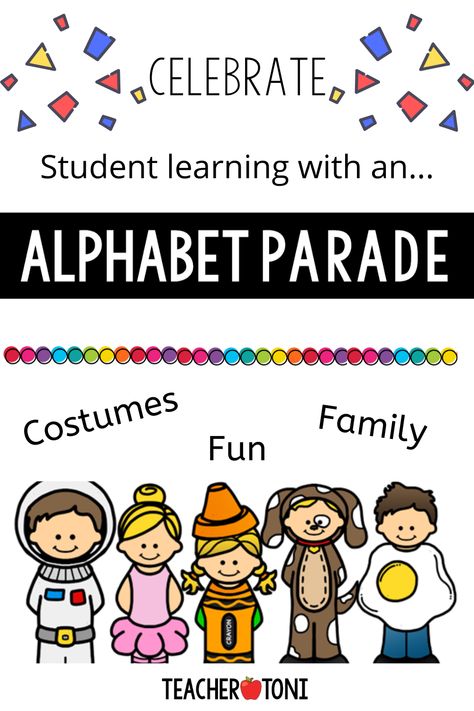 Are you a Preschool or Kindergarten teacher looking for an exciting way to celebrate your classroom study of the Alphabet? When your students have accomplished mastery of the alphabet, it's time to celebrate! Here is a guide for how to throw a proper party for the occasion including themed costumes, food, and a demonstrations for their families of what your students have learned. #kindergarten #pre-k #alphabet #party Letter Celebration Kindergarten, Alphabet Celebration Kindergarten, Alphabet Party Preschool, Alphabet Party Kindergarten, Alphabet Fashion Show Kindergarten, Alphabet Parade Kindergarten, Alphabet Celebration, Alphabet Parade, Kindergarten Invitations