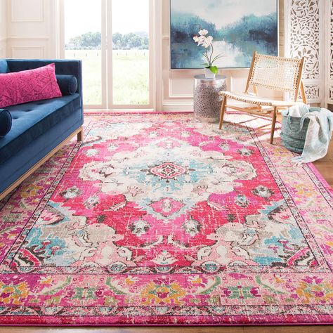 Pink boho rug