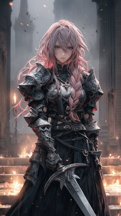 Kyoto Anime, Anime Knight, Female Armor, Female Character Concept, Female Knight, The Knight, Anime Warrior, Warrior Girl, Fantasy Concept Art