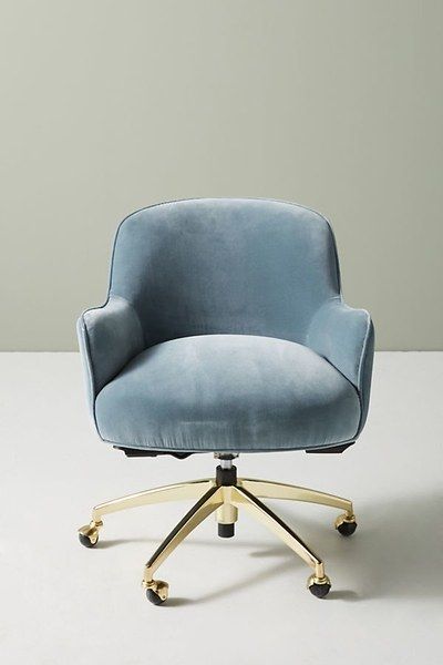 Extra points for basically being as comfy as a sofa. SHOP NOW Camilla Swivel Desk Chair by Anthropologie 628... Supportive Desk Chair, Boho Swivel Desk Chair, Ladies Desk Chair, Cute Office Chair Small Spaces, Fun Office Chair, Swivel Desk Chair No Wheels, Stylish Desk Chair No Wheels, Unique Office Chair, Soft Office Chair