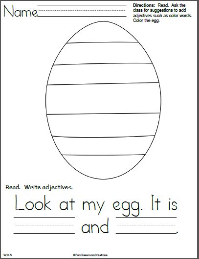 Easter Adjectives Writing Template for Kindergarten - Madebyteachers Easter Writing Activities For Kids, Easter Writing Activities For Preschool, Easter Writing Kindergarten, Easter Writing Prompts, Kindergarten Easter Crafts, Trace The Numbers, Read And Color, Easter Writing, Numbers To 20