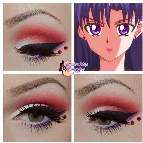 Sailor mars makeup                                                       … Sailor Mars Costume, Mars Makeup, Sailor Mars Cosplay, Sailor Moon Makeup, Sailor Moon Mars, Moon Makeup, Sailor Moon Wedding, Normal Makeup, Eye Makeup Cut Crease