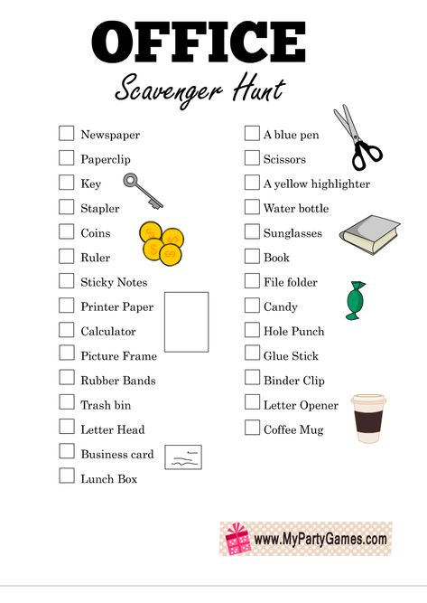 Free Printable Office Scavenger Hunt Game Hospital Scavenger Hunt Ideas, Nursing Home Scavenger Hunt, Office Scavenger Hunt Riddles, Work Scavenger Hunt, Workplace Scavenger Hunt, Office Scavenger Hunt, Scavenger Hunt Ideas For Adults, Scavenger Hunt Template, Classroom Scavenger Hunt