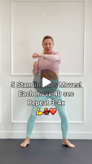 Standing Workouts, Standing Ab Workout, Ab Moves, Standing Workout, Standing Ab Exercises, Standing Abs, Abs Challenge, Ab Exercises, Ab Workout