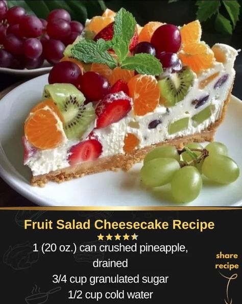 Fruit Salad Cheesecake Recipe  - Newsile Mandarin Orange Cheesecake, Fruit Salad Cheesecake, Can Mandarin Oranges, Chuck Steak Recipes, Orange Cheesecake, Chuck Roast Recipes, Chicken Cutlet Recipes, Chocolate Peanut Butter Brownies, Vanilla Wafer