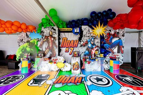 Avengers Theme, Marvel Party, Spiderman Birthday Party, Birthday Party Decorations Diy, Avengers Party, Spiderman Cake, Superhero Cake, Event Signage, Rose Party