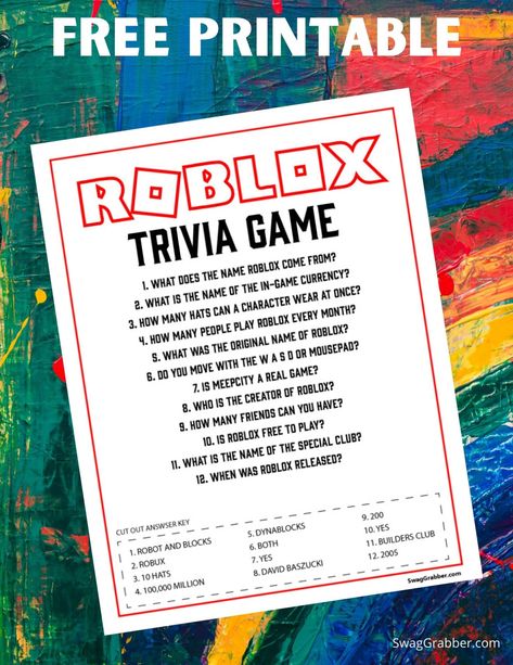 Entertain your kids with these Roblox printables. Free printable roblox trivia games are a fun and entertaining activity for kids. This Roblox kids trivia game is a printable trivia game that would make a great rainy day activity. #freeprintables #kidsprintables Roblox Birthday Party Games, Roblox Birthday Party Decorations, Roblox Birthday Party Ideas, Roblox Birthday Party, Roblox Theme, Roblox Party, Robot Birthday Party, Roblox Birthday, Sixth Birthday