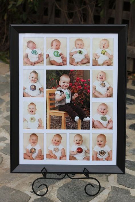 Baby Photo Frame Ideas, 12 Month Picture Frame, Photo Frame Ideas, One Year Pictures, Month Photos, Baby Photo Frames, Forest Birthday, Monthly Baby Pictures, Monthly Pictures