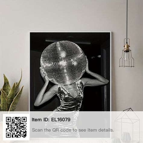 Room Decor Maximalist, Poster Aesthetic Room, Disco Art, Disco Ball Print, Black And White Fashion, Girly Decor, Maximalist Wall, Maximalist Wall Art, Funky Wall Art