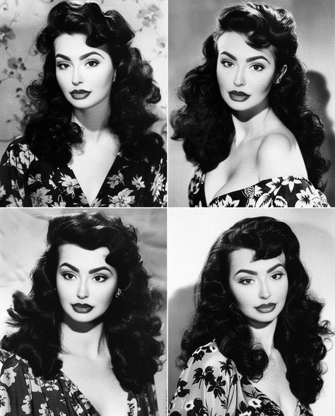 Old Hollywood Glamour Latina, 60s Wavy Hair, Mexican Older Woman, Afro Latina Culture, Cuban Quinceanera, Traditional Mexican Hairstyles For Women, Havana Hairstyles, 50s Pinup Hairstyles, 50s Curly Hairstyles