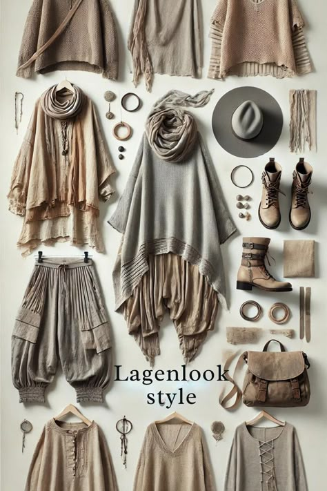 lagenlook style Linen Style Fashion, Lagenlook Clothing, Strega Fashion, German Word, Linen Layers, Lagenlook Style, German Fashion, Boho Clothes, Layered Fashion