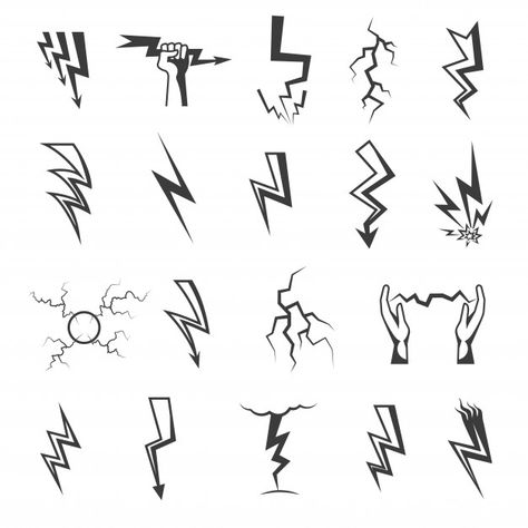 Conjunto de iconos monocromo rayo | Free Vector #Freepik #freevector #abstracto #flecha #diseno #mano Lightening Strike Tattoo, Lightening Illustration, Doodle Lightning, Lightning Doodle, Lightning Strike Tattoo, Lightning Illustration, Monochrome Icons, Blitz Tattoo, Lightning Bolt Tattoo