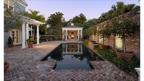 Pool deck Appearance Worksheet, Brick Herringbone, Herringbone Brick, Courtyard Pool, Brick Patio, Brick Tile, Small Pool Design, Patio Fence, Patio Flooring