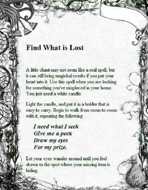 Finding Things Spell, Find A Lost Item Spell, Spell To Find Something Lost, Finding Lost Items Spell, Spell For Finding Lost Item, Find Something Lost Spell, Spell To Find Lost Item, Lost Spell, Witchy Spells