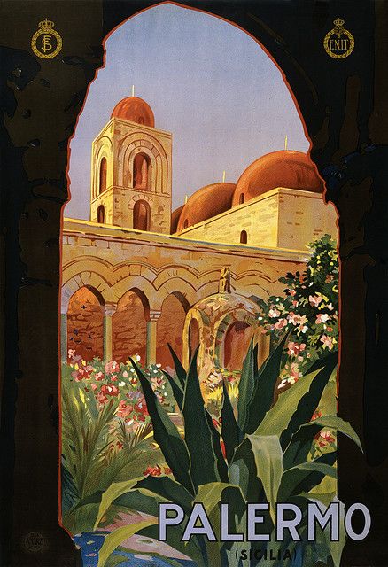 Palermo, Sicilia. The city I was born in and lived in till age 10 1/2 Vintage Italian Posters, Poster Art Deco, Italian Posters, Italy Poster, Postal Vintage, Coastal Art Prints, Tourism Poster, Retro Kunst, Retro Travel Poster