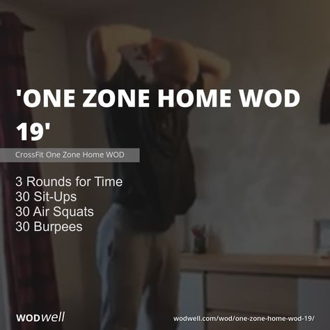 "One Zone Home WOD 19" Workout, CrossFit One Zone Home WOD | WODwell Home Wod, Apartment Workout, Background Story, Wod Workout, Air Squats, Popular Workouts, Fitness Design, Crossfit Workouts, Burpees