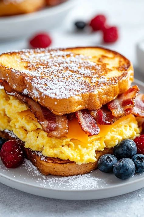 Egg And Cheese Sandwich Breakfast, Lunch Breakfast Ideas, Family Style Breakfast, French Toast Grilled Cheese, Breakfast Sandwich Ideas, Harry Potter Feast, French Lunch, Savory French Toast, French Cuisine Recipes