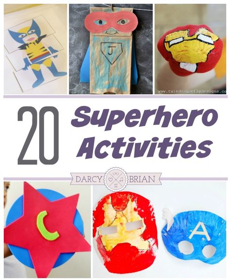 Does your kid love superheroes? Check out this list of 20 superhero activities for kids and fight boredom for good. There are superhero crafts, free printables, and other ideas! Perfect for preschool children through elementary age students. Superhero Activities For Kids, Superhero Preschool, Superhero Activities, Super Hero Activities, Hero Crafts, Superhero Crafts, Superhero Classroom, Super Hero Theme, Summer Preschool