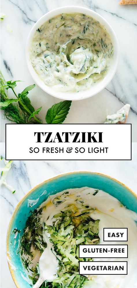 Vegan Tzatziki Sauce, Greek Cucumber, Cucumber Yogurt Sauce, Tzatziki Recipe, Mouthwatering Desserts, Tzatziki Recipes, Cucumber Yogurt, Eating Vegan, Vegan Party