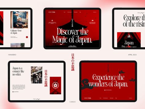 Hanabiko - Japan Travel Agency Website Design by Alex on Dribbble Japan Website Design, Sushi Website Design, Japan Website, Travel Agency Website, Agency Website Design, Agency Website, Fun Website Design, Japan Aesthetic, Japan Food