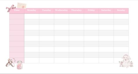 Cute Study Timetable Template, Coquette Schedule Template, Study Timetable Template Free Printables, Cute Timetable Template, Time Table Planner, School Schedule Templates, Revision Timetable Template, Study Timetable Template, School Timetable Template